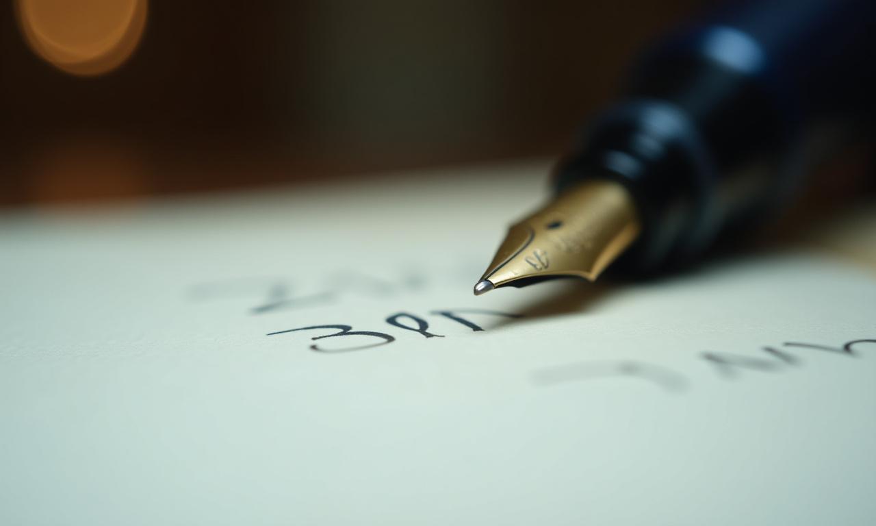 Close up of a fountain pen signing a detailed legal contract on high-quality paper.