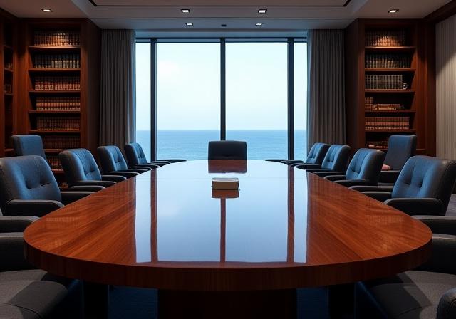 A professional modern law office interior in the Isle of Man, reflecting authority and precision.