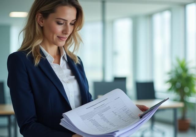 Legal professional reviewing compliance documents